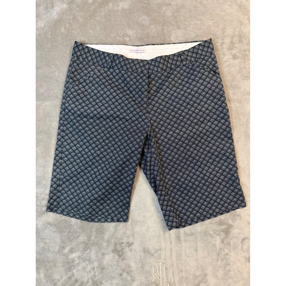 Peter Millar Womens Golf‎ Patterned Tailored Shorts Size 10 Black White Casual